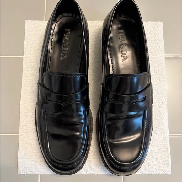 Prada Men's Glossy Black Slip-On Loafers - Picture 3 of 7